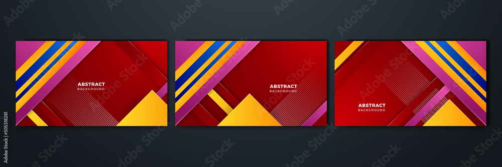 Set of red orange yellow abstract background with blank text space. Vector abstract graphic presentation design banner pattern background web template.