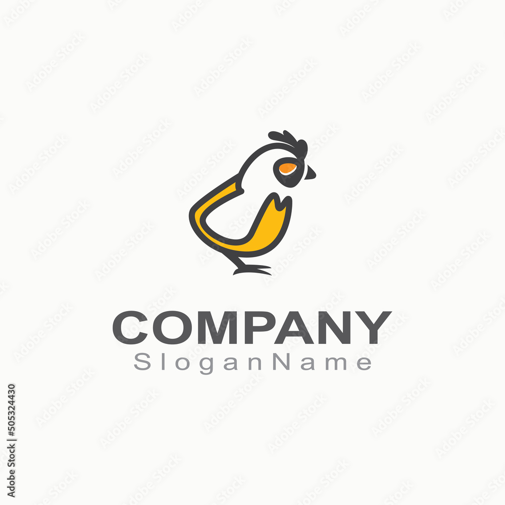 Naklejka premium CHICK logo minimalist template monoline color line animal vector