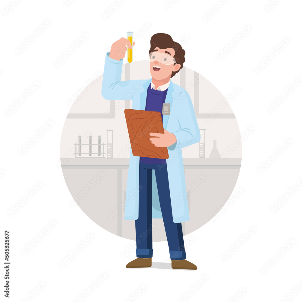 scientist in laboratory with chemical excercise