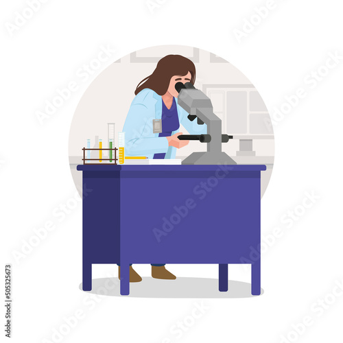 scientist in laboratory with microscope