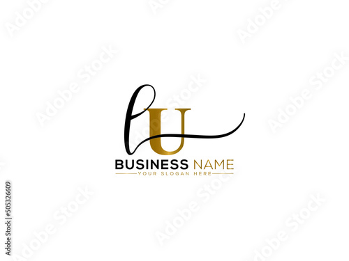 Letter LU Logo Icon, Fashion Lu ul Signature Black Letter Logo Icon Vector For A Beauty Brand photo