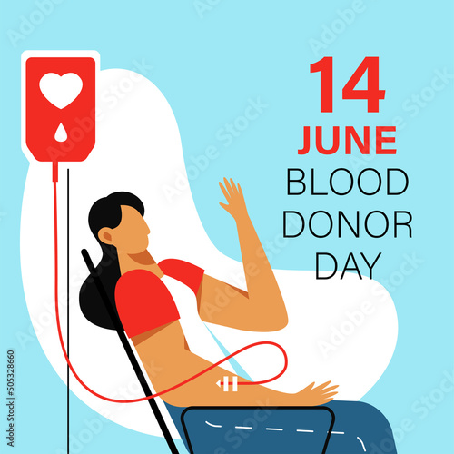 A vector image of a woman donating blood. Blood donor day