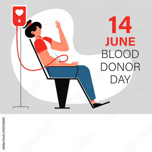 A vector image of a woman donating blood. Blood donor day
