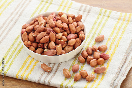 Raw peanut heap in the bowl