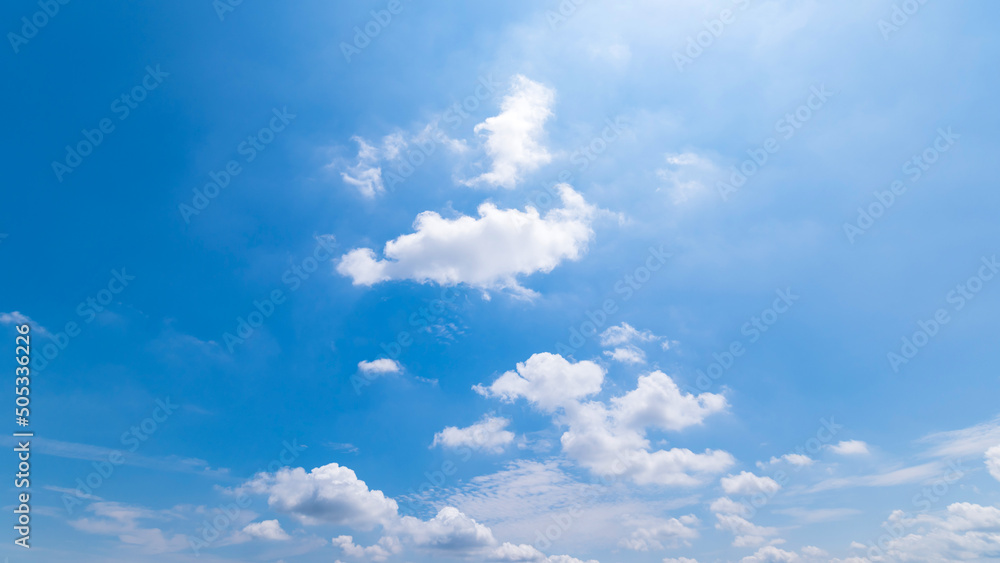 Fototapeta premium Panoramic view of clear blue sky and clouds, clouds with background.