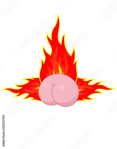 Butt hurt sign. Ass on fire symbol. ButtHurt icon.