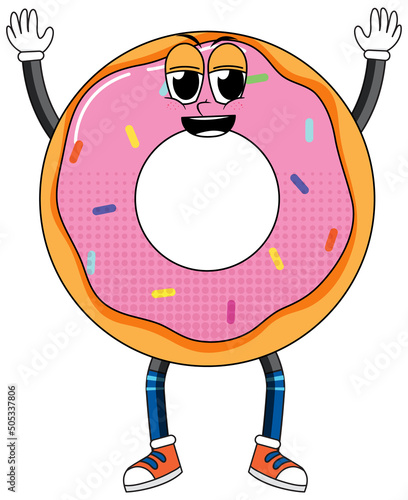 Donut cartoon character on white background