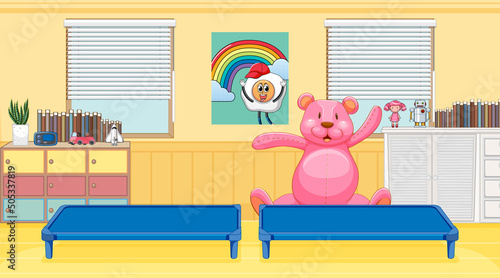 Empty room with toys and table