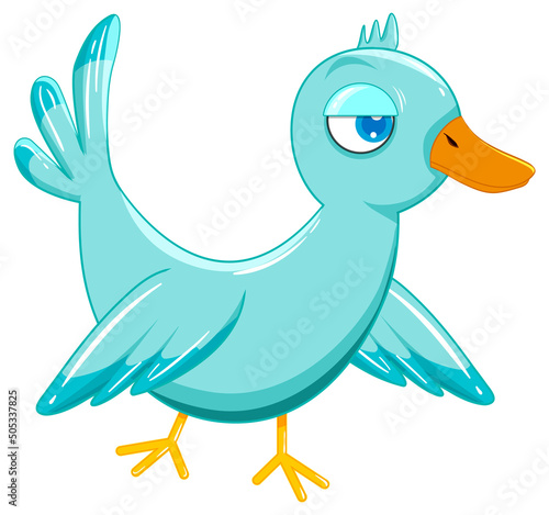 Cute blue bird in cartoon style