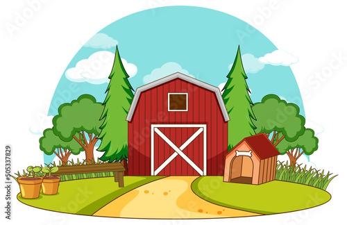 A simple barn in nature background