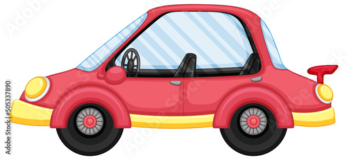 A red car in cartoon style