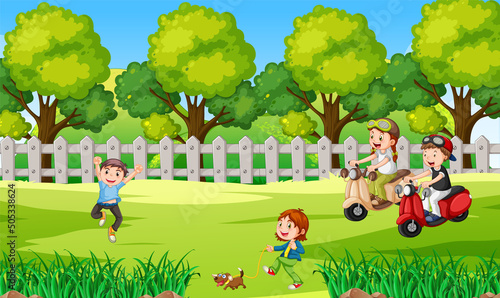 Fototapeta Naklejka Na Ścianę i Meble -  Children playing outdoor park