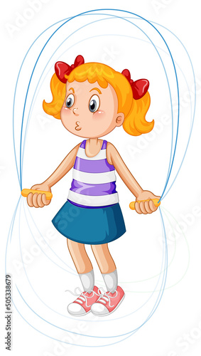 Cartoon girl jumping rope