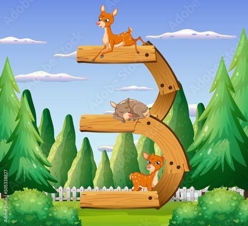 Three deers attached to number three