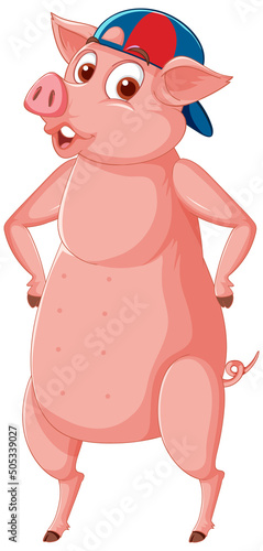 A pig standing on two legs