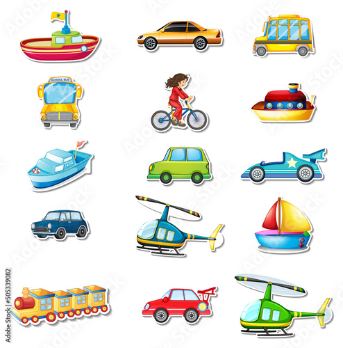 Sticker set of different vehicles