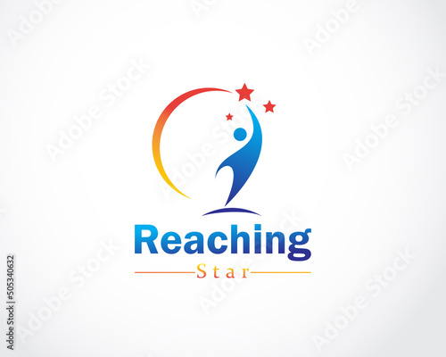 reaching star logo creative people abstract design concept success