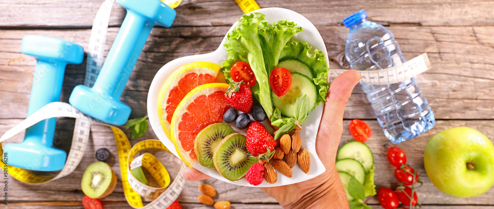 Εκτύπωση καμβά active sport fruit on plate- healthy eating concept