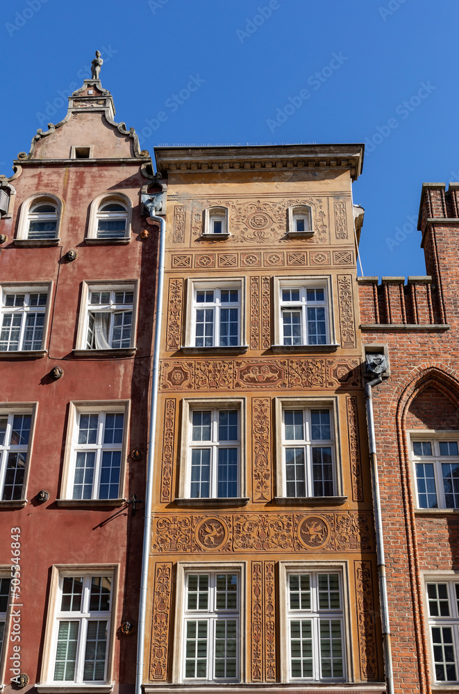 The facades of the restored Gdańsk patrician houses at Long Lane at the Main Town (Old Town)