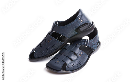 men's leather sandals isolated
