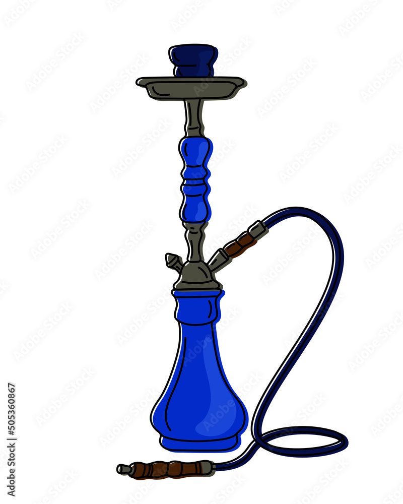 Vector illustration of a hand drawn blue hookah isolated on a white background. Vector illustration of a hand drawn blue hookah isolated on a white background.