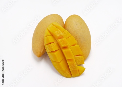Fresh mango slice isolated on white background
