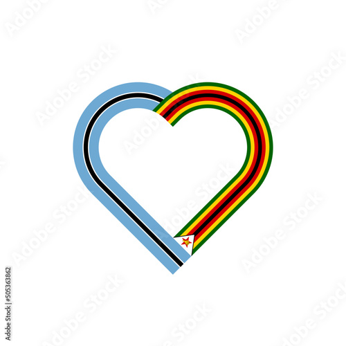 unity concept. heart ribbon icon of botswana and zimbabwe flags. vector illustration isolated on white background