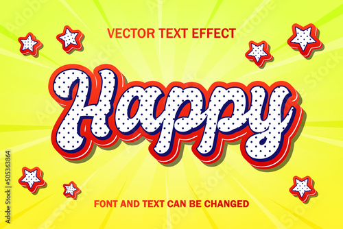 happy cute colorful yellow cheerful 3d editable text effect font style template