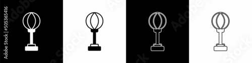 Set Punching bag icon isolated on black and white background. Vector