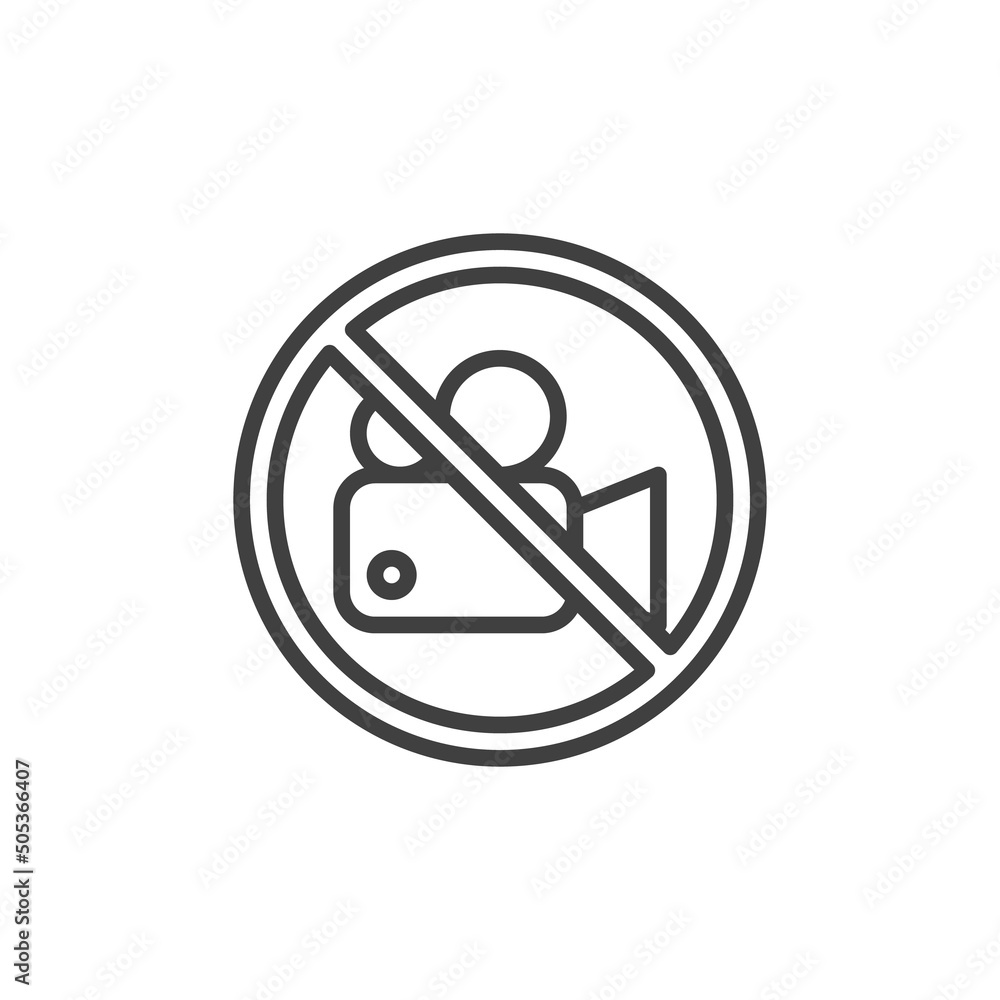 No video recording sign line icon No video recording sign line icon
