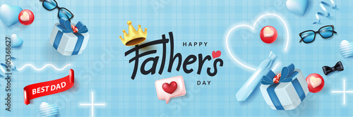 Father's Day greeting card with Father's Day calligraphy and gift item for dad