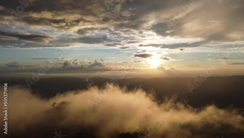 Fog in sunset, Phu chi fa, Thailand photo