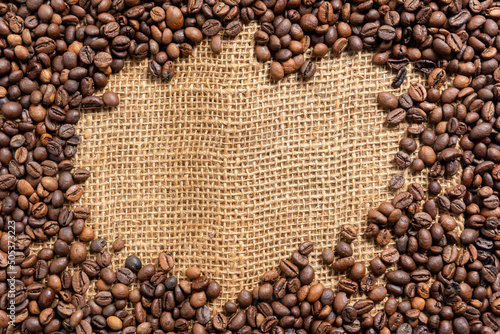Close up view of coffee beans