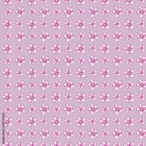 Watercolor pattern with flowers on a pink background