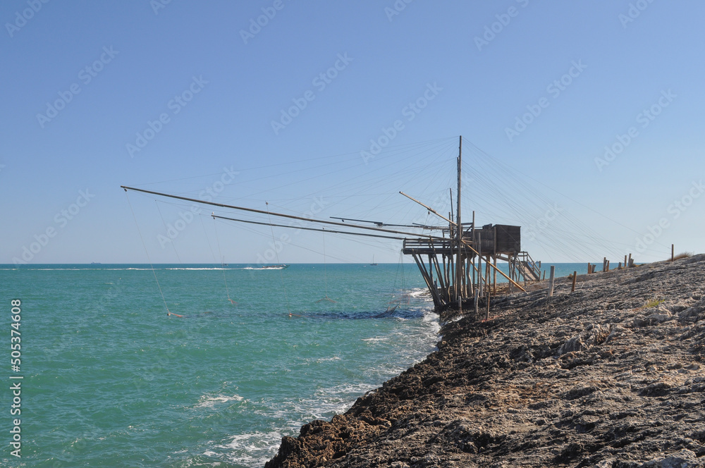 Trabucco Gargano fishing tower in Vieste Trabucco Gargano fishing tower in Vieste