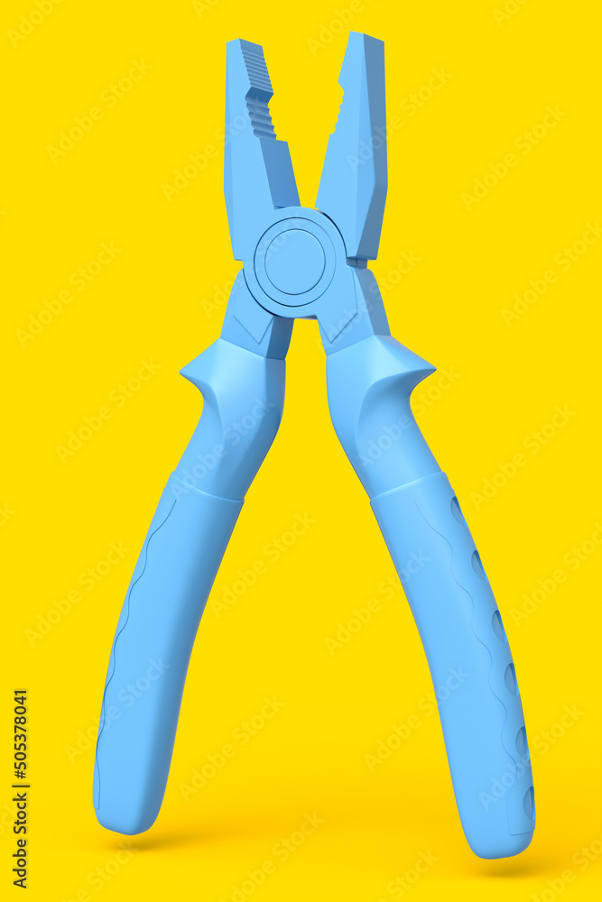 Hand tool pliers for repair and installation on yellow monochrome background Hand tool pliers for repair and installation on yellow monochrome background