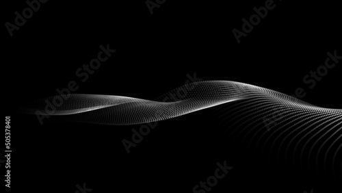 Large amount of data 3d. Abstract black background with futuristic point wave. Vector illustration .