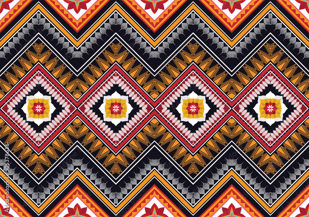 Ethnic abstract geometric flower pattern Design for background, carpet, clothing, wrapping, fabric, cover, textile Ethnic abstract geometric flower pattern Design for background, carpet, clothing, wrapping, fabric, cover, textile