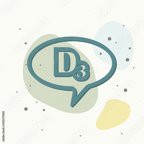 Vector speech cloud icon and inscription vitamin D3 on multicolored background.