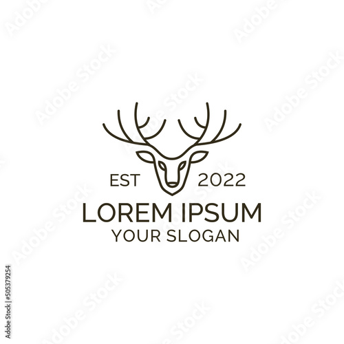 deer logo design symbol, line, vector