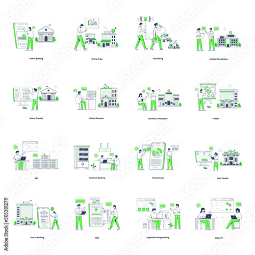 Flat Illustrations of Online Banking 