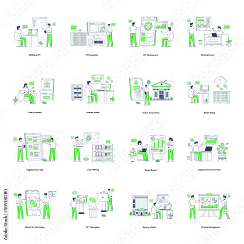 Flat Illustrations of Banking and Finance
