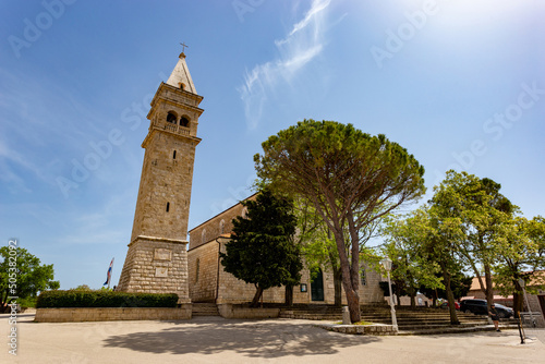 Church in small town Cilipi in the province of Dalmatia. Croatia photo