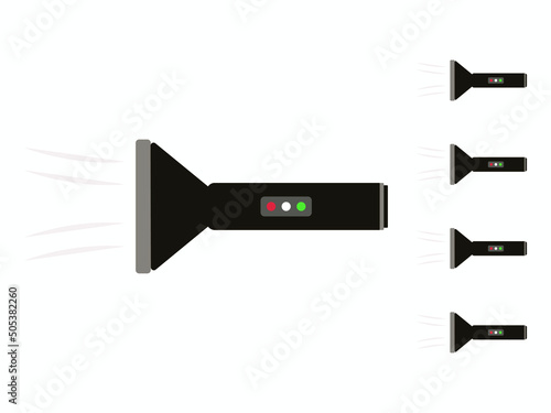 Flashlight outline coloring page vector cartoon illustration