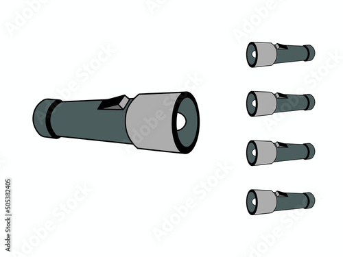 Flashlight outline coloring page vector cartoon illustration
