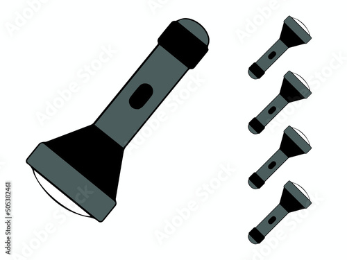 Flashlight outline coloring page vector cartoon illustration