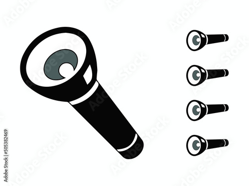 Flashlight outline coloring page vector cartoon illustration
