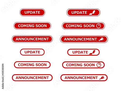 オンラインショッピング等で使える「アップデート」等の赤白ウェブバナーセット