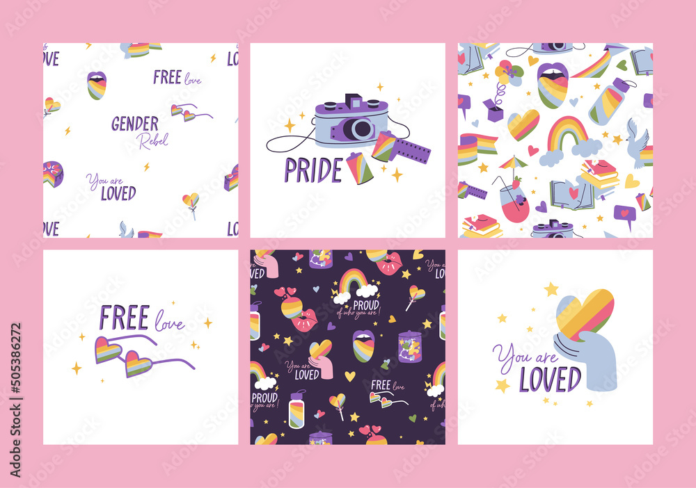 Lgbtq Vector Vector set of LGBTQ community symbols and icons. Seamless parten for ...
