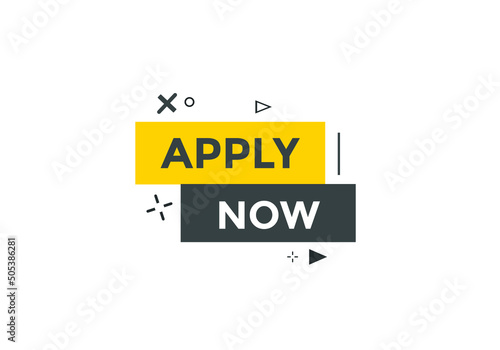 Apply now web button template. Apply now icon label colorful